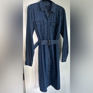JCrew Denim dress with with Tortoise color belt